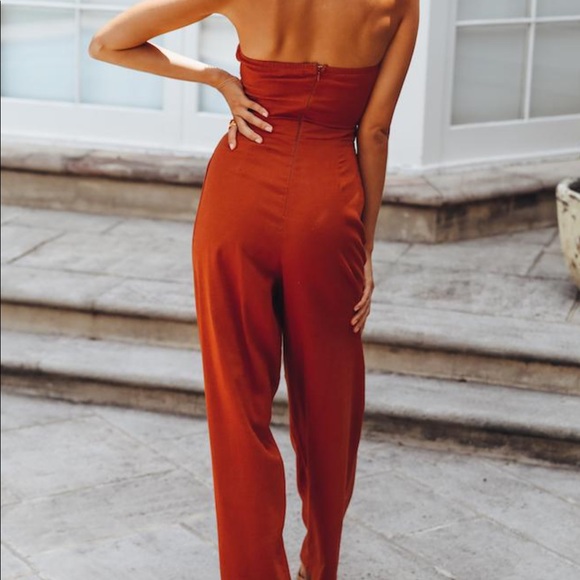 NWT Hello Molly Pop Records Jumpsuit in Rust Linen - Picture 5 of 7